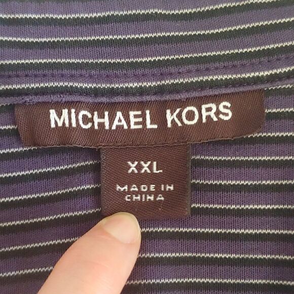 Michael Kors Men's Short Sleeve Polo Shirt Purple Striped Size XXL - Picture 5 of 7
